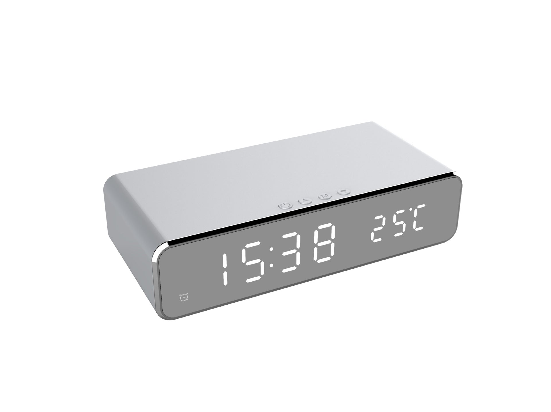 LED Alarm Clock with Wireless Charger (Qi) and Thermometer