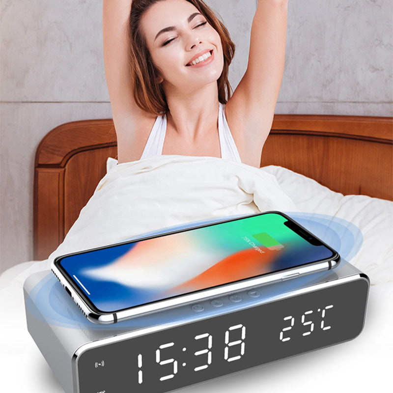 LED Alarm Clock with Wireless Charger (Qi) and Thermometer
