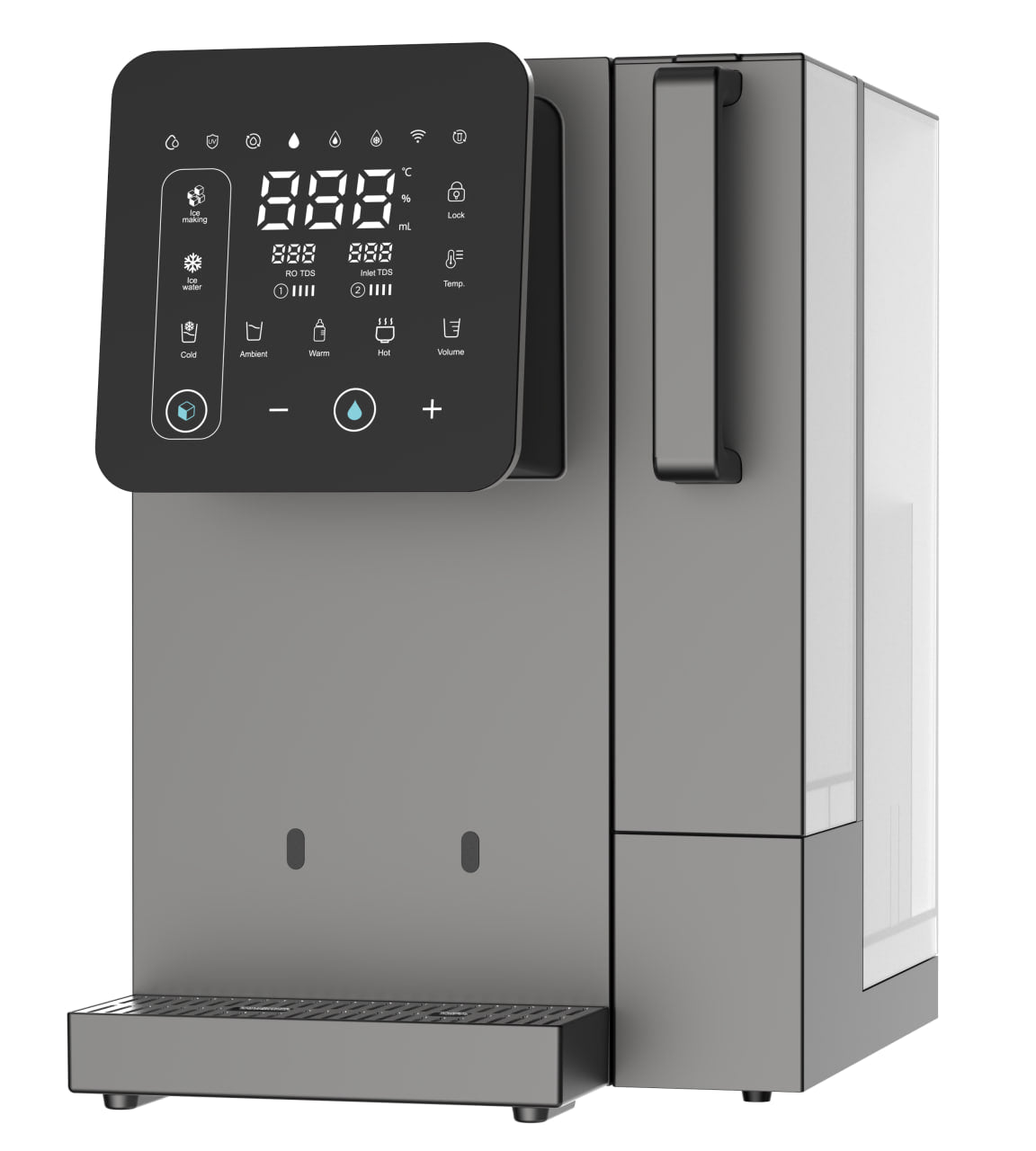 Purificador de Água UMBOX W91 com Máquina de Gelo — Osmose Inversa, Água Quente e Fria, Sem Instalação